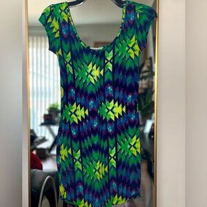 Green multicolored Bodycon Minidress